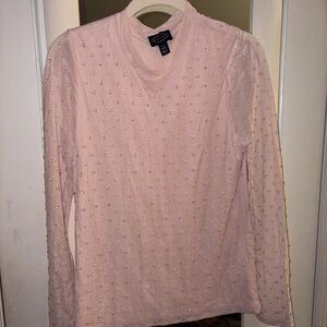 Long Sleeve Embellished Top in Soft Pink